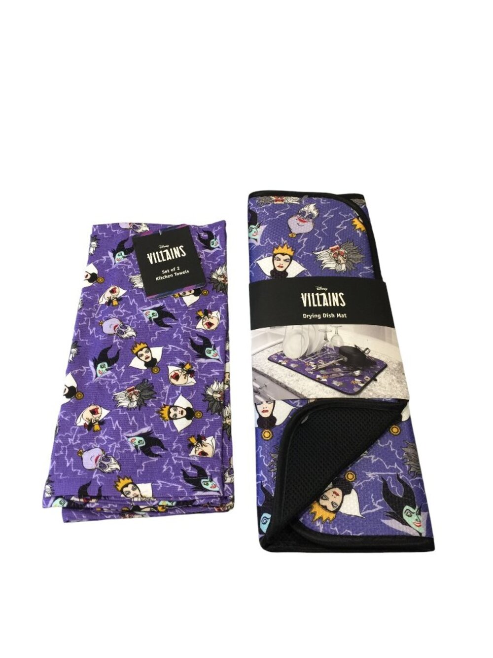 Disney Villains 2 Pack Kitchen Towels Drying Dish Ursula Maleficent Evil Queen C